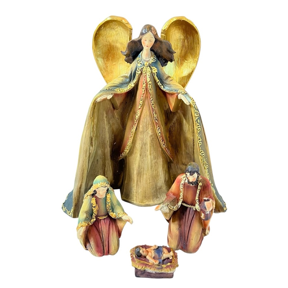 Dicksons 4-piece Angel With Holy Family CHNAT-523 Resin 6” Tall